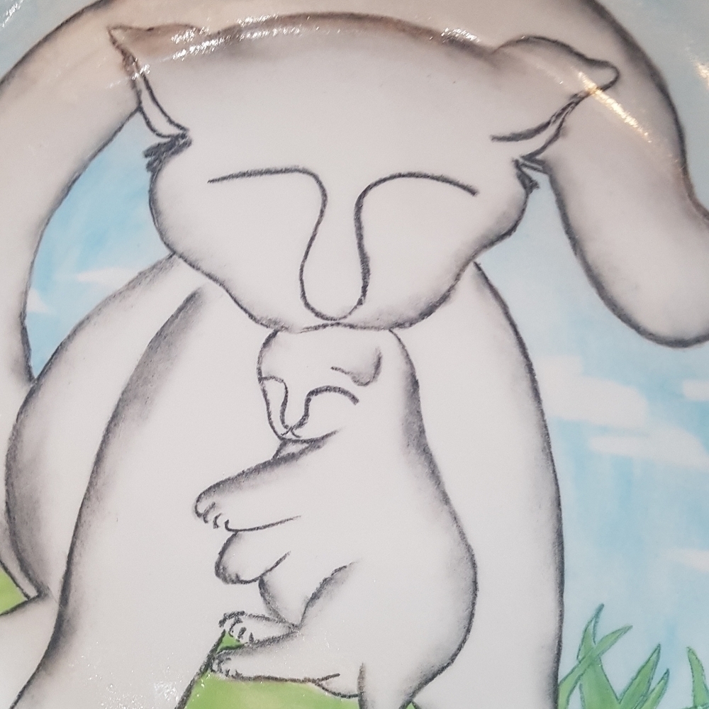 Vintage Signed Studio Pottery Cat Kitten 12" Hand Painted Ceramic Plate - Picture 4 of 7